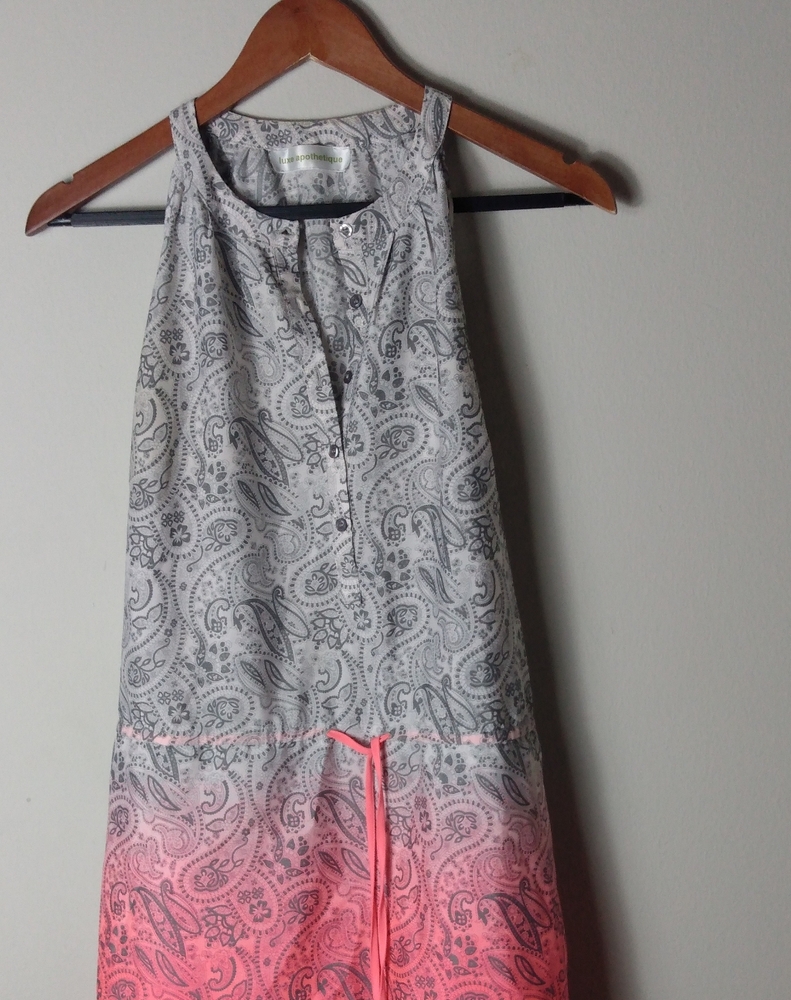 Luxe Apothetique M Summer Sleeveless Dress in Gray Highlighter Pink